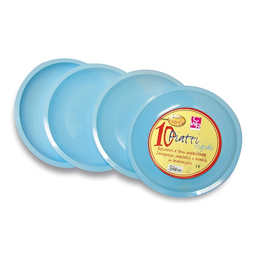 PIATTO TONDO PLASTICA CONF. 10 PZ. - AZZURRO (min.ord.3 o multipli)