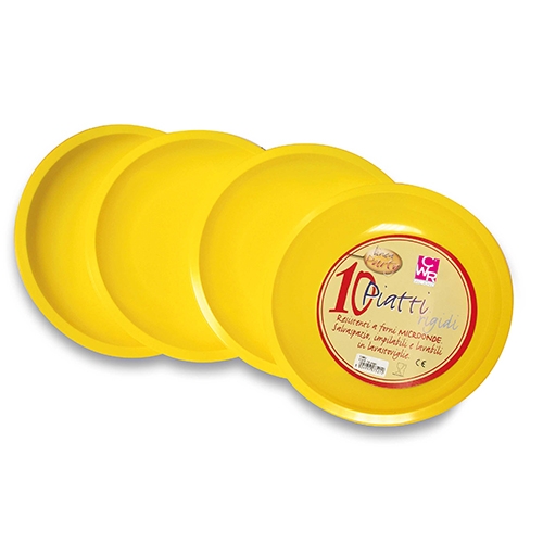 PIATTO TONDO PLASTICA CONF. 10 PZ. - GIALLO (min.ord.3 o multipli)