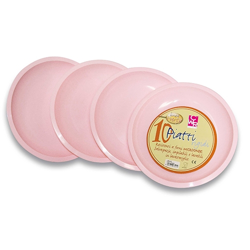 PIATTO TONDO PLASTICA  CONF. 10 PZ. - ROSA (min.ord.3 o multipli)