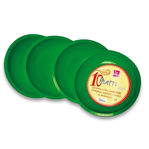 PIATTO TONDO PLASTICA  CONF. 10 PZ. - VERDE (min.ord.3 o multipli)