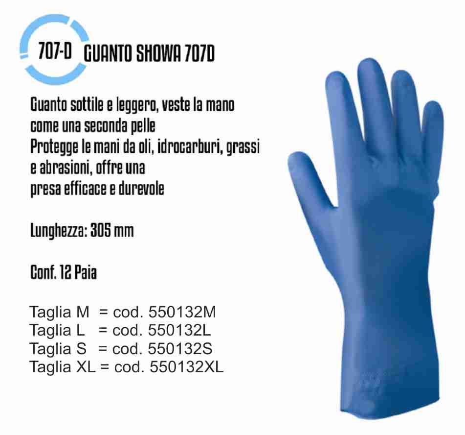 GUANTI 707D NITRILE SPESS. Man.Lungo M (min.12pa) x oli, grassi e abrasioni