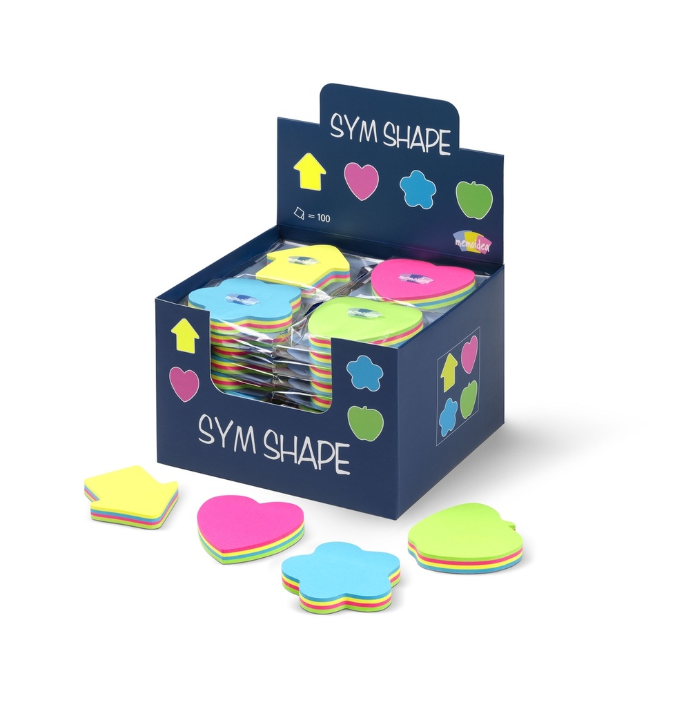 EXPO NOTES SYM SHAPE 40 blocchetti assortiti 10x4 (Freccia - Cuore - Fiore - Verde)