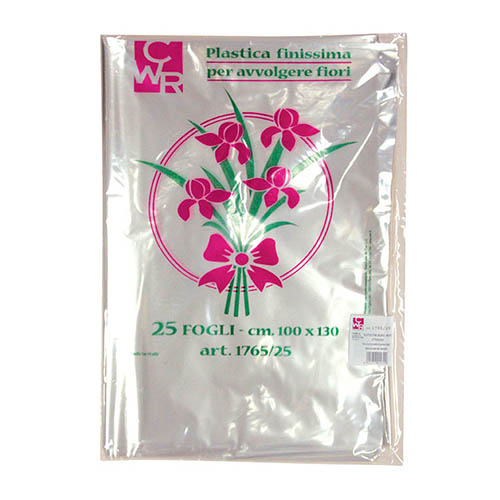 PLASTICA FIORI TRASPARENTE  - BUSTA 25 FOGLI CM. 100X130