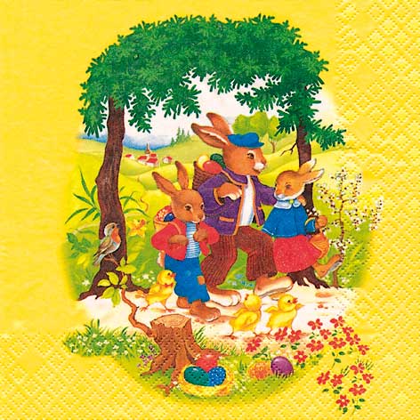 TOVAGLIOLI CM.33X33 - CONF.20 PZ. - CONIGLI IN GITA