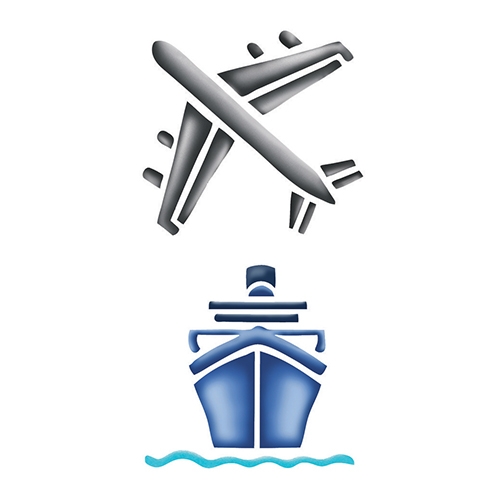 STENCIL CM. 14,5X15,5 - BUSTA 2 PZ. - AEREO/NAVE (min.ord.6 o multipli)