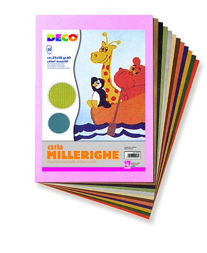 CARTA MILLERIGHE - ALBUM 50 FOGLI CM. 35x50 - COL. ASS. (min.ord.5 o multipli)