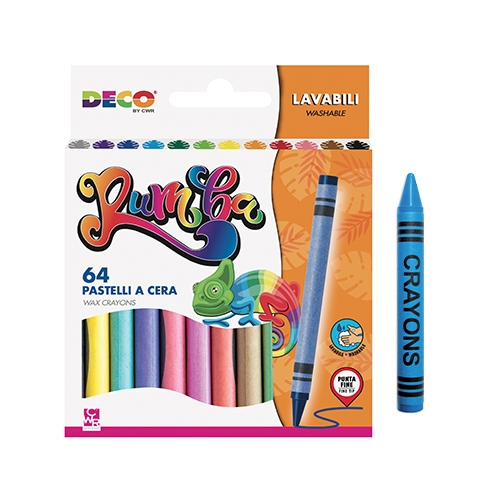 PASTELLI A CERA - SCATOLA 64 PZ. - COL. ASS. (min.ord.6 o multipli)