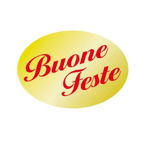 ETICHETTE OVALI SPECCHIO "BUONE FESTE" - IN ROTOLO (min.ord.6 o multipli)