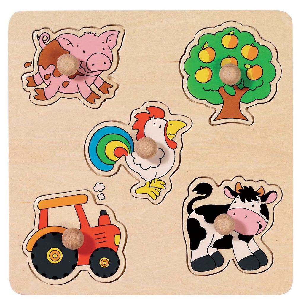 PUZZLE LEGNO C/POMELLI CM.21X21 - IN CAMPAGNA (5 PZ.)
