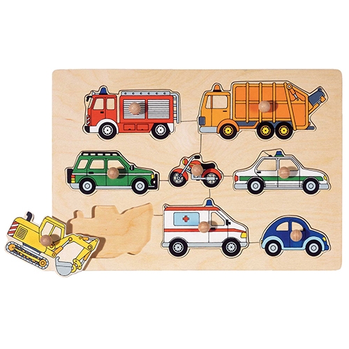 PUZZLE LEGNO C/POMELLI CM.30X21 - MEZZI DI TRASPORTO (8 PZ.)