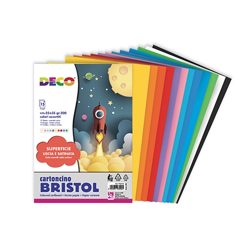 CARTONCINI BRISTOL - CONF.15 FOGLI CM.25x35 - ASSORTITI (min.ord.10 o multipli)
