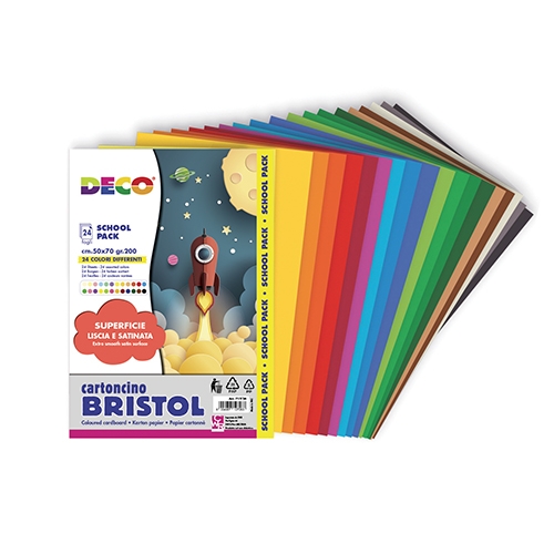 CARTONCINI BRISTOL CM. 50X70 - SET 24 FG 24 COLORI DIFFERENTI