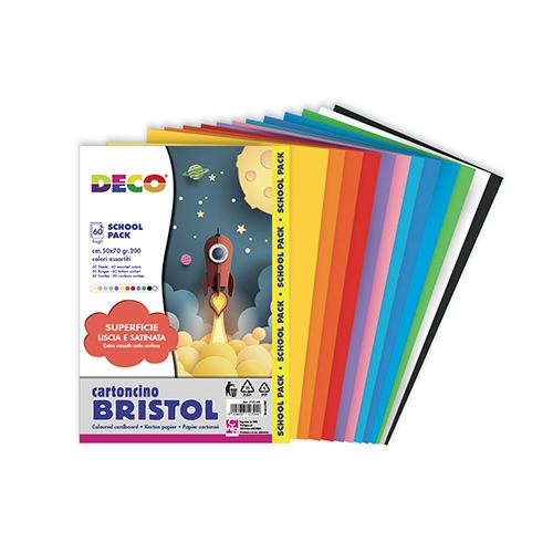 CARTONCINI BRISTOL CM.50X70 - PACK 60 FG COLORI ASSORTITI