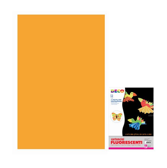 CARTONCINO  FLUORESCENTE CM. 50X70 - ARANCIO - CONF.10 FG.