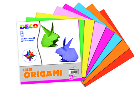 CARTA ORIGAMI - CONF. 100 FOGLI CM.10x10 - COL. ASS. (min.ord.10 o multipli)
