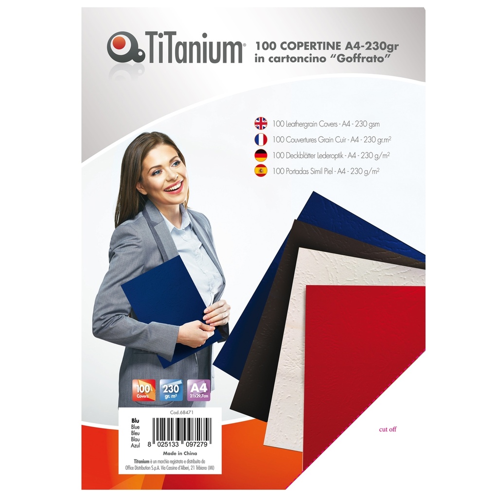 Sottocopertina A4 Blu Goffrata per rilegature