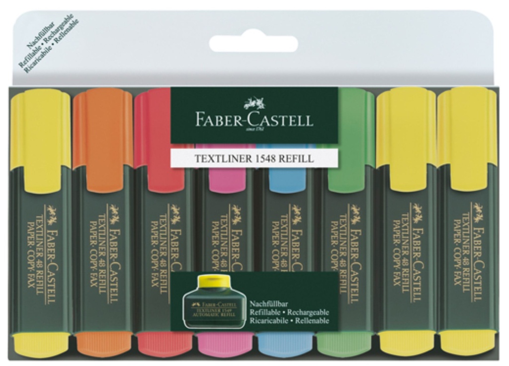 Evidenziatori FABER CASTELL BUSTA 8 EVIDENZIATORI TEXTLINER 1548