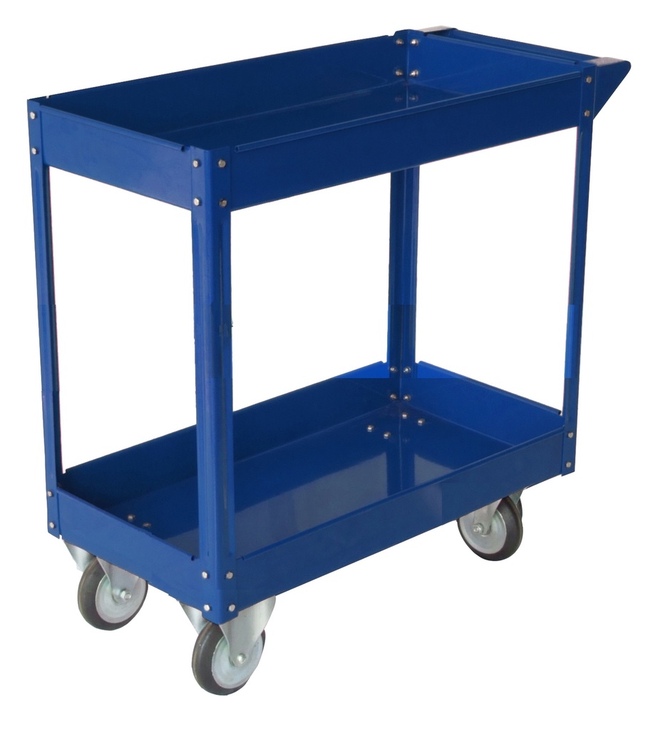 Carrello con Ruote in Acciaio Verniciato BLU 2 Ripiani 84x41cm H 82cm
