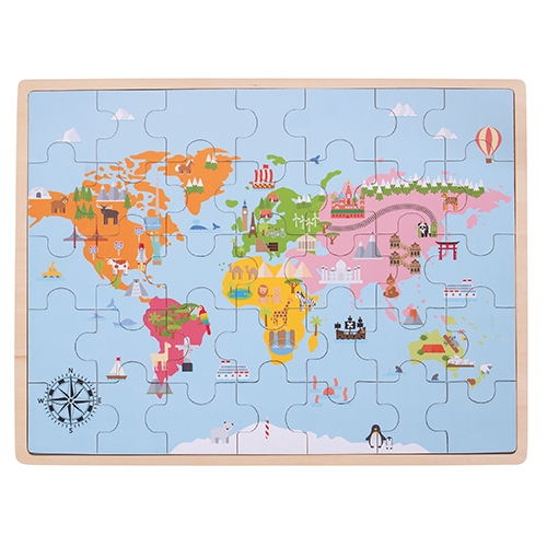 PUZZLE LEGNO "IL MONDO" CM. 32,5X42,8 (min.ord.6 o multipli)
