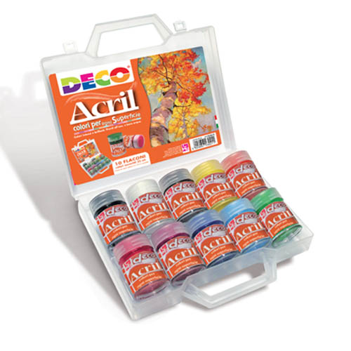 DECO ACRIL - VALIGETTA 10 FLACONI ML.35 - COL. ASS.