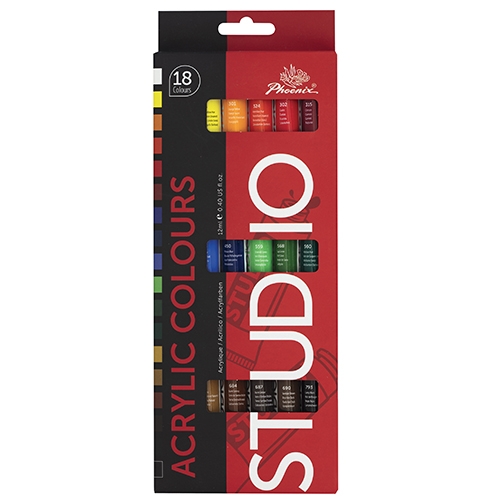 COLORI ACRILICI - SCATOLA 18 TUBI ML.12 - COL. ASS. (min.ord.6 o multipli)