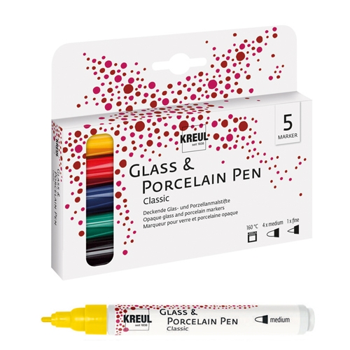 KREUL - GLASS & PORCELAIN PEN - SET 5    CLASSIC