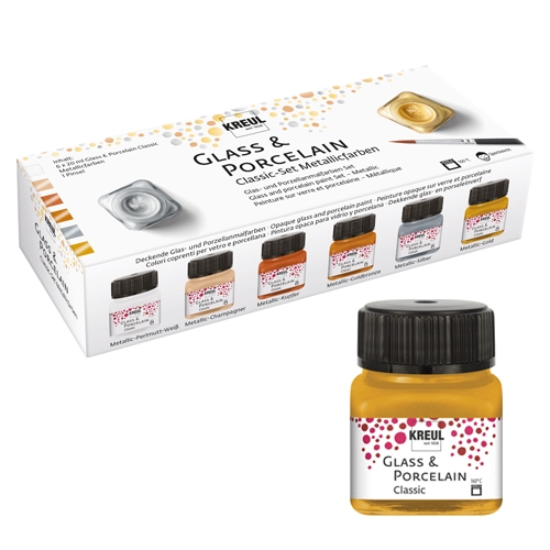 KREUL - GLASS & PORCELAIN 20 ML - SET 6  ASSORTITI METAL
