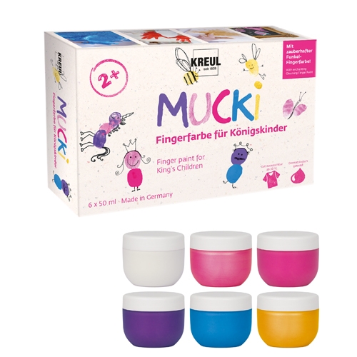 MUCKI - COLORI A DITA PER BAMBINI 50 ML  - SET 6 "REALI"