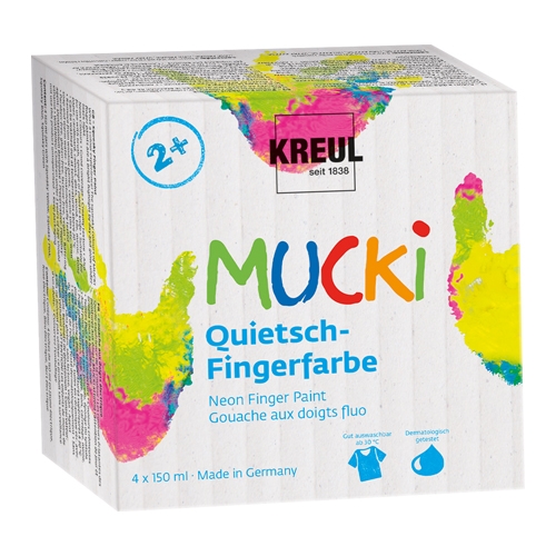 MUCKI - COLORI A DITA 150 ML - SET 4     SQUEAKY (FLUO)
