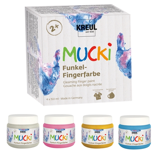 MUCKI - COLORI A DITA 150 ML - SET 4     LUCENTE (LUCCICANTE/METALLIZZATA)