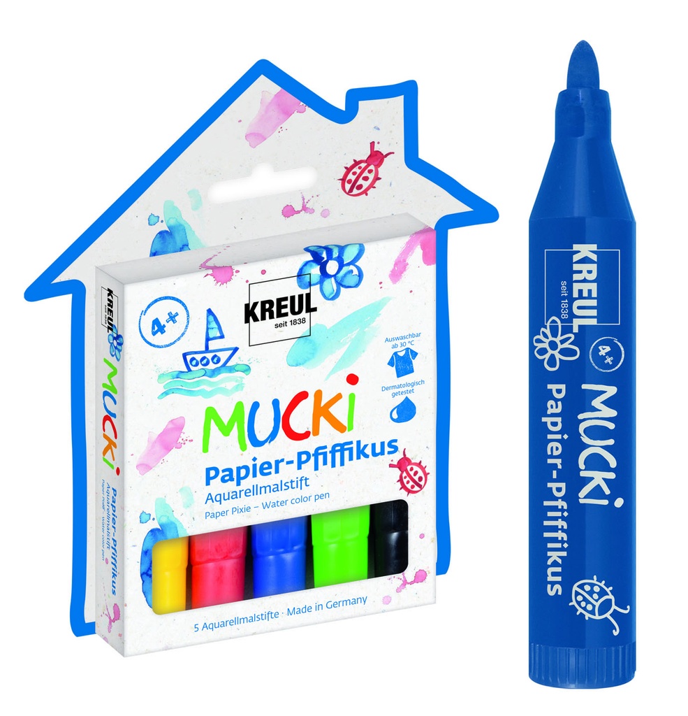 MUCKI - PENNA AD ACQUA PAPER PIXIE - SET 5 ASSORTITI