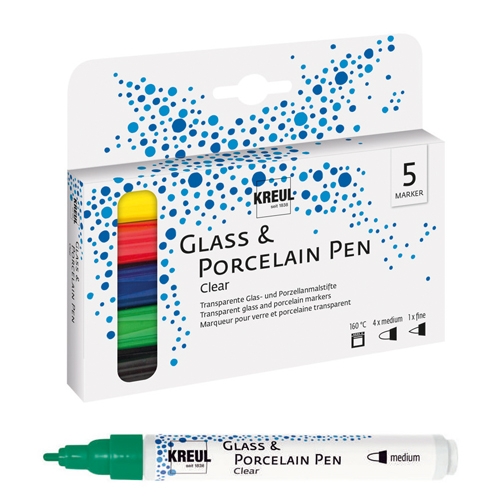 KREUL - GLASS & PORCELAIN PEN - SET 5    CLEAR