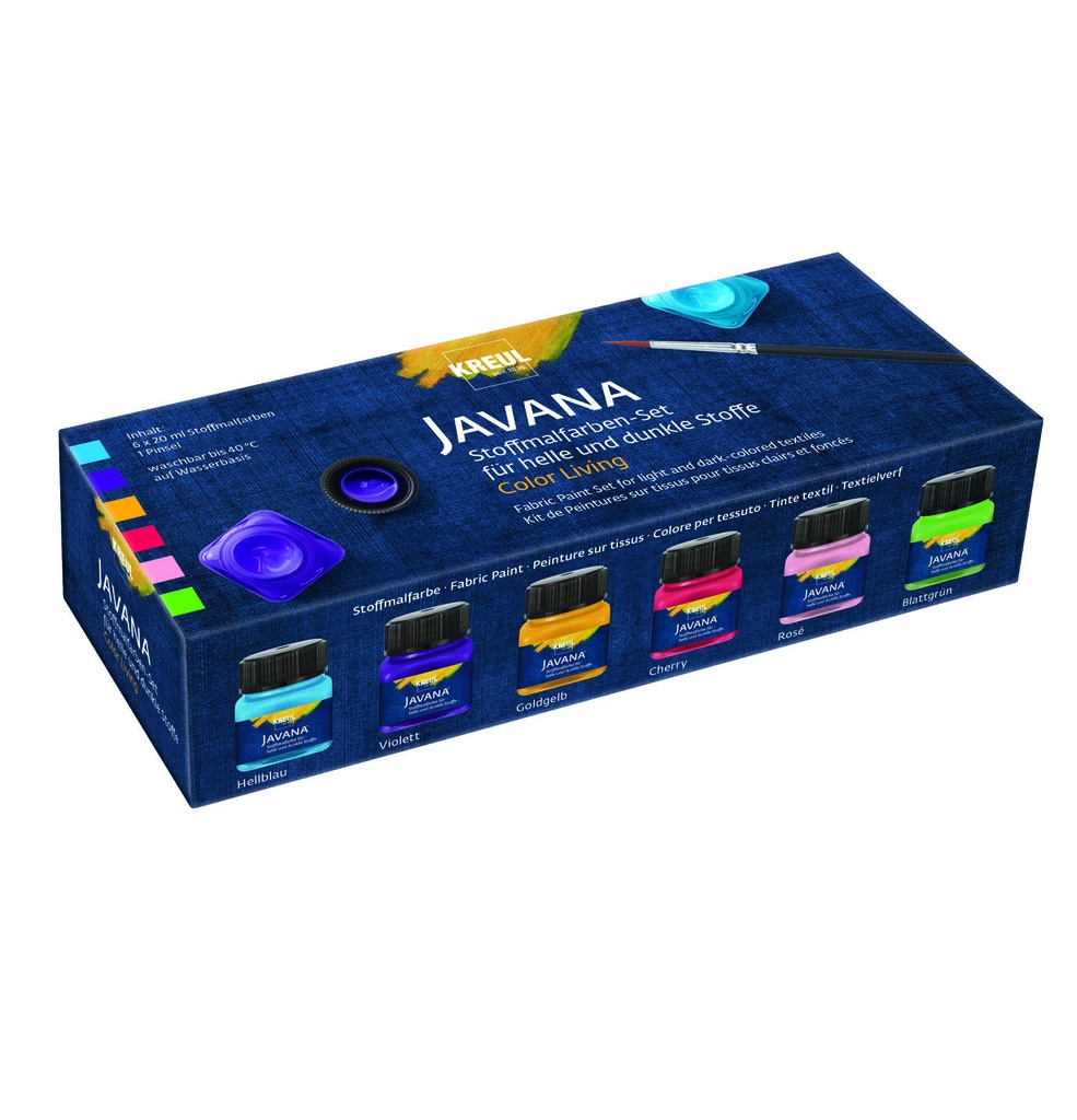 KREUL - JAVANA VERNICE TESSUTI CHIARI E  SCURI 20 ML - SET 6 LIVING