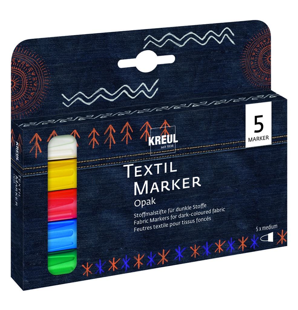 KREUL - MARKER PER TESSUTI - SET 5       OPACHI