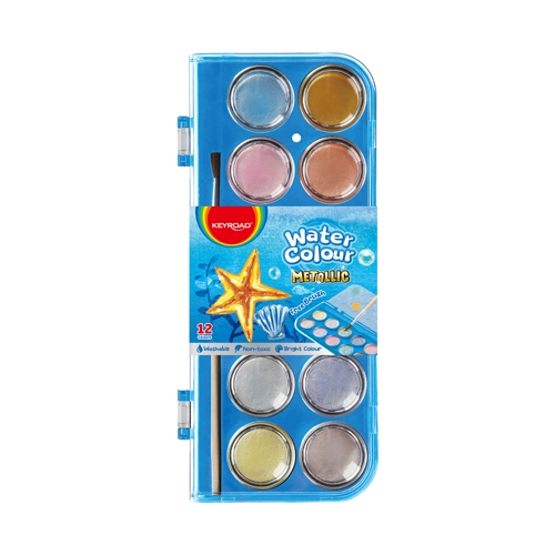 ACQUERELLI METAL DIAM.MM.28 - SET PZ. 12 CON PENNELLO (min.ord.4 o multipli)
