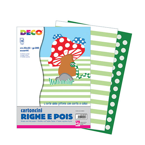 CARTONCINO RIGHE/POIS CM.23x33 - CONF. 10 FG. (min.ord.5 o multipli)