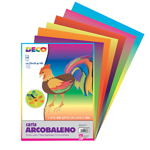 CARTA ARCOBALENO CM.23x33 - CONF. 10 FG. - ASS. (min.ord.5 o multipli)