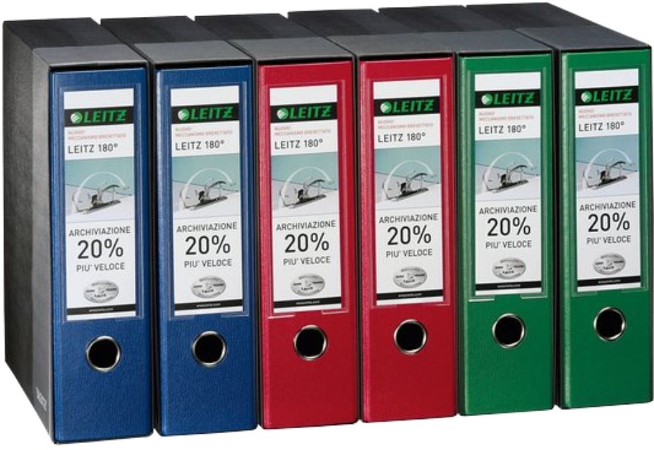 Registratore con custodia LEITZ 180^ Protocollo D. 8cm ROSSO G65