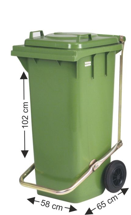Bidone Carrellato 240 Lt. con Coperchio e Pedale per rifiuti