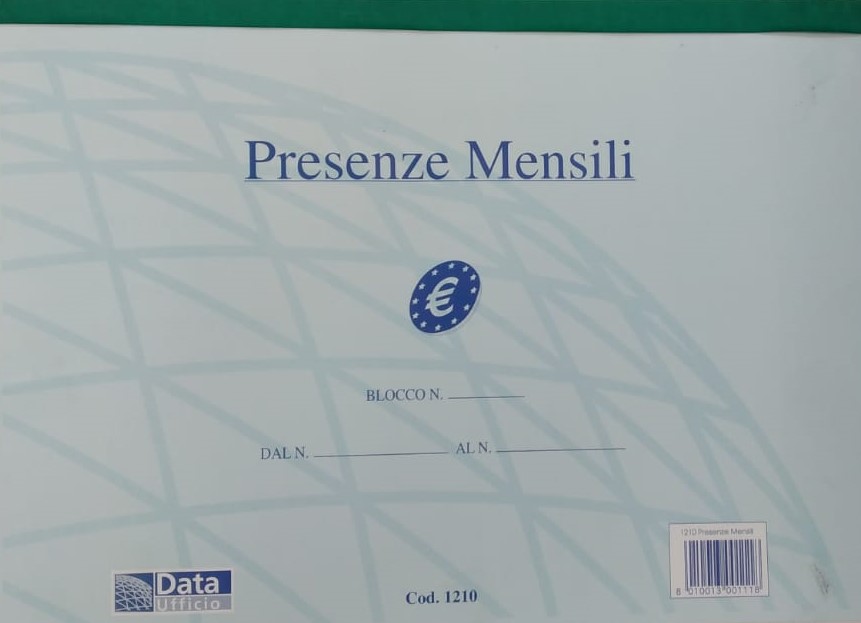 Blocco PRESENZE MENSILI con VIDIMAZIONE 50x2 copie