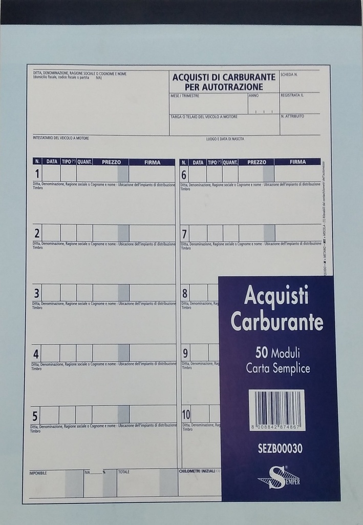 Blocco Acquisti Carburanti 30 fogli