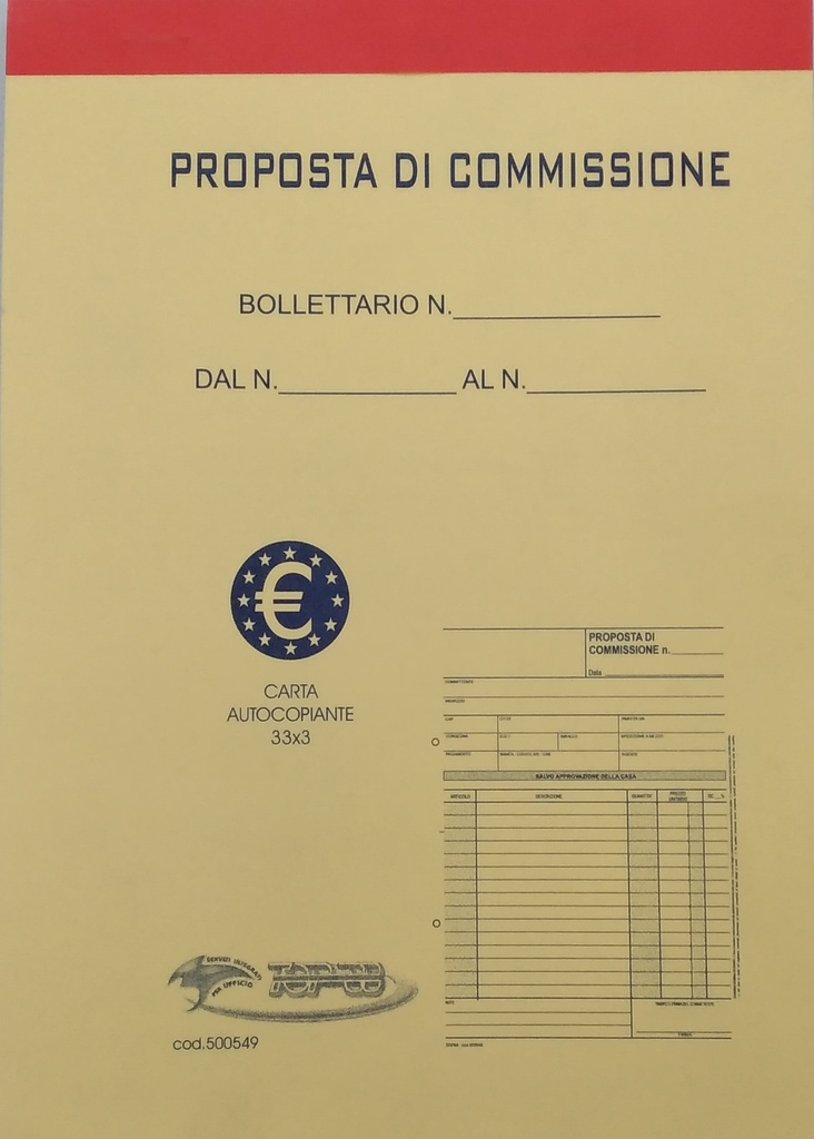 Copia Commissioni Blocco A5 33x3 chimica - 21x15 cm.