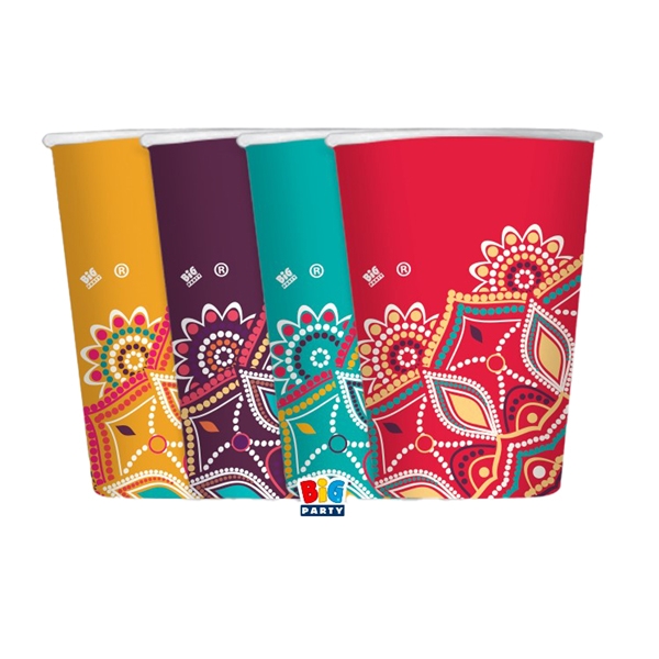 Bicchiere carta Mandala  200ml.  Big Party conf. 8 pezzi