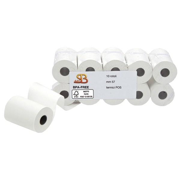 Rotolo per POS e carte di credito mm.57x20m. carta termica BPA free - blister 10 pezzi