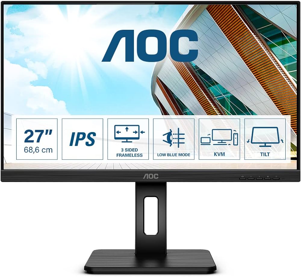 MONITOR LED AOC 27" MULTIMEDIALE FHPIPS 75HZ 4MS HDMI DVI VGA