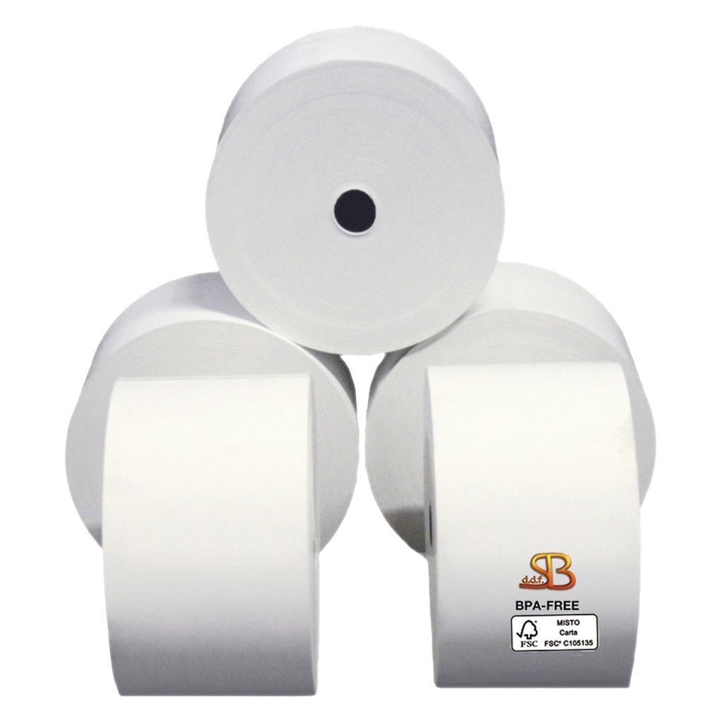 Rotolo carta termica BPA free 55gr neutra 57mmx130mt D100mm RICEVUTE CARBURANTE