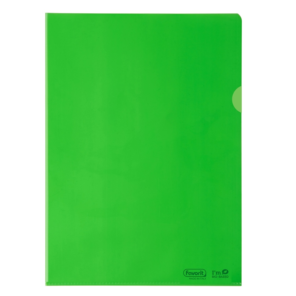 25 cartelline a L 22X30 PE Bio-Based verde liscio superior Favorit