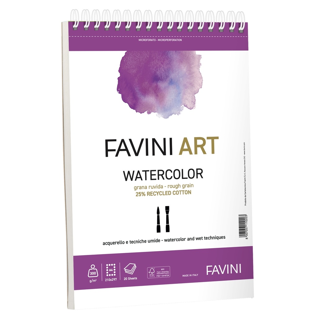 Blocco spiralato Watercolor Favini Art 20fg 300gr 23x29,7cm
