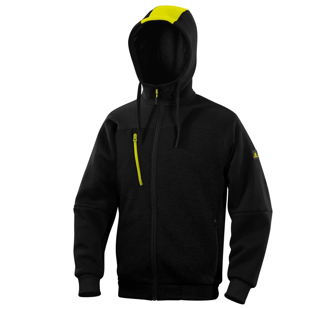 Felpa con cappuccio Borgo taglia L nero/giallo Deltaplus