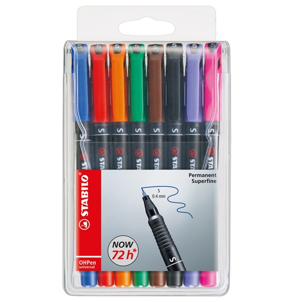 BUSTA 8 PENNARELLI STABILO OHPEN 841 PERMANENTE SUPERFINE